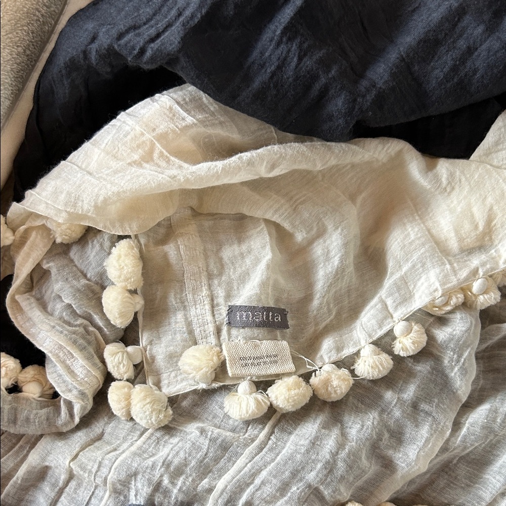 Matta Ivory and Charcoal Pom Pom Wrap
